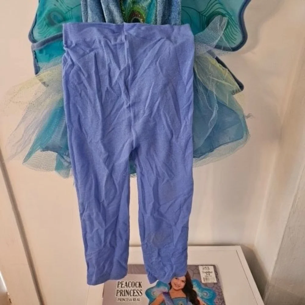 Peacock Princess Costume Dress Wings Leggings Headband‎ Toddler 3-4
